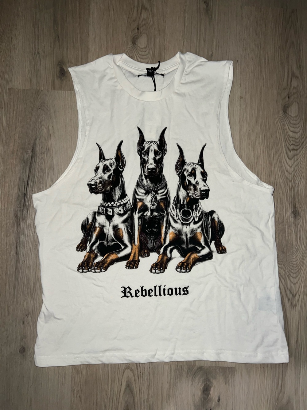 Brand Makers Dog Graphic Sleeveless Tank Top White Size M Cotton Blend NWT